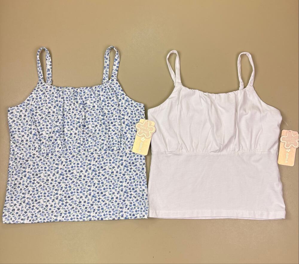 Japna Girls 2-Piece Cami Tank Top Set Size 14 Blue Floral & White NWT